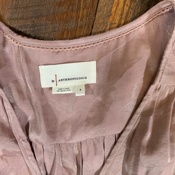 Anthropologie Blush Pink Satin Laurentia Jacquard Button Front Jumpsuit  Small - Picture 11 of 12